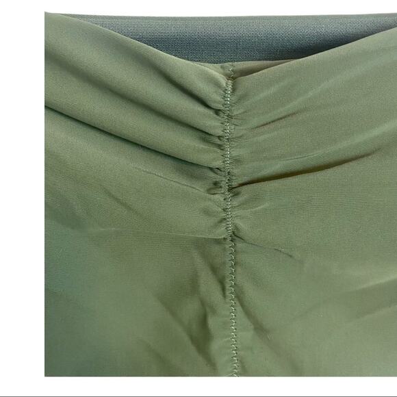 Bikini Bottom Womens L 12-14 Green Floral Embroidered Ruched Boho Side Ties - Picture 5 of 12